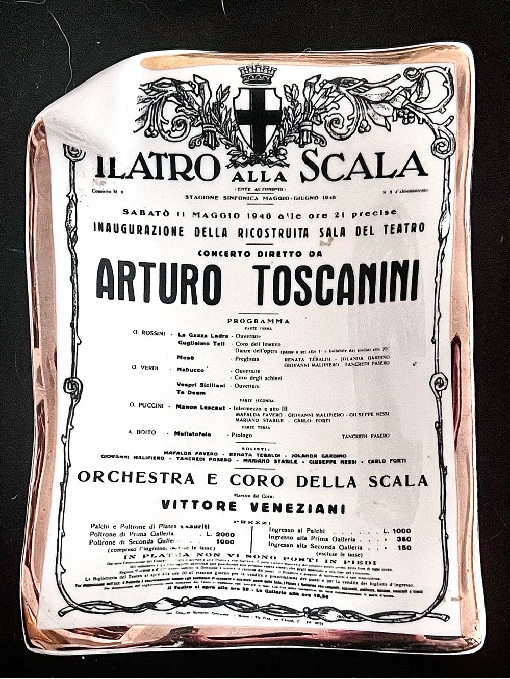Vintage Fornasetti Milano Teatro alla Scala "Toscanini 1946" Tray